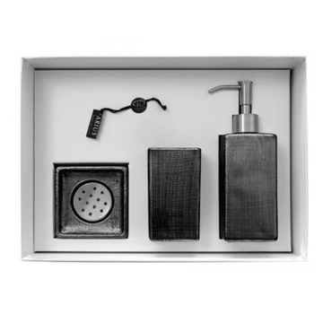 VENICE SET BLACK/SILVER - Countertop glass toothbrush holder by Glass Design - view 3